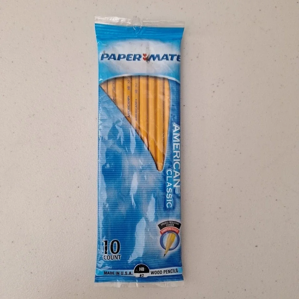 Vintage‎ Paper Mate American NATURAL Wood Pencils 10 Count HB #2 USA NEW!